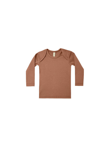 Quincy Mae Organic Ribbed Lap Tee, Clay